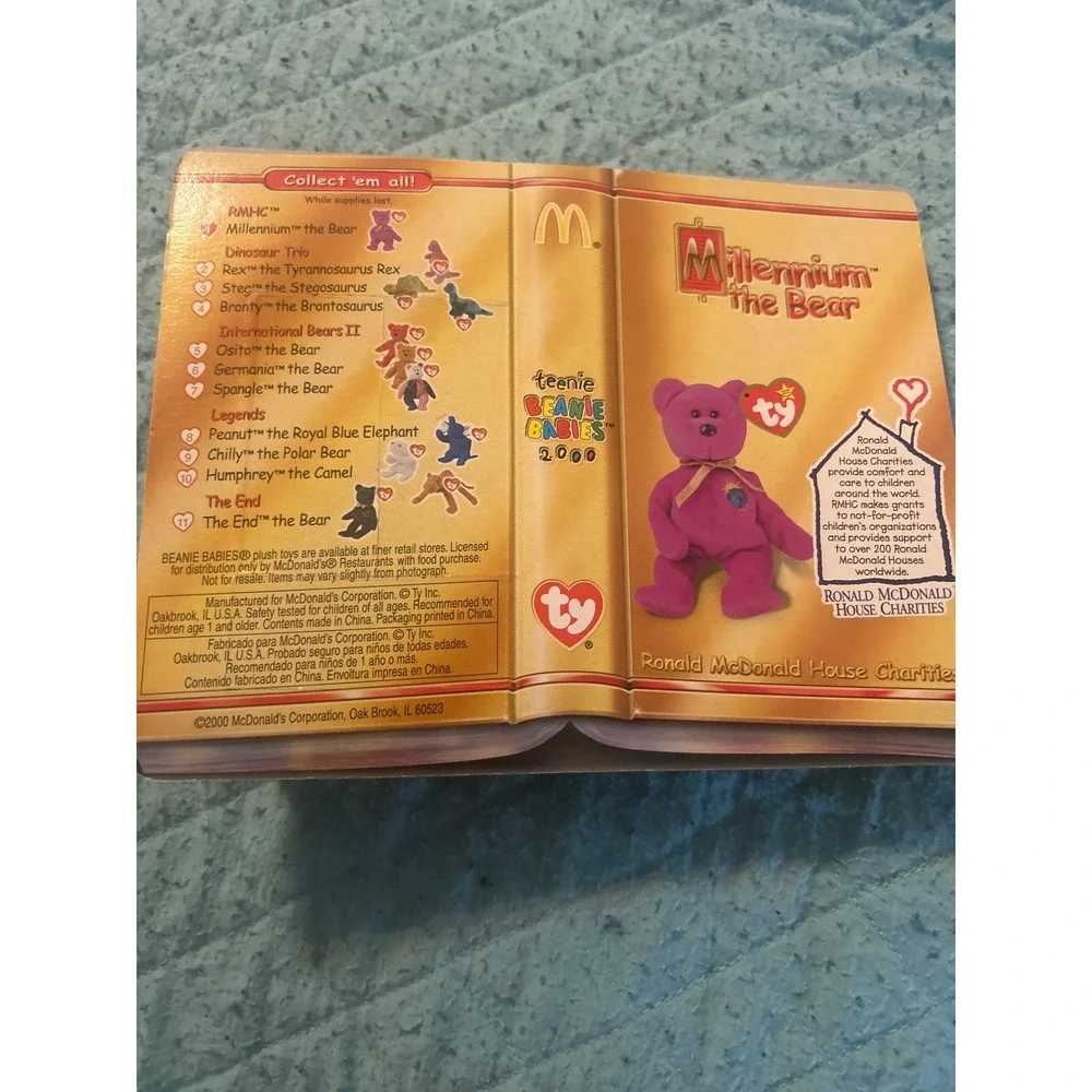 Ty Millennium the Bear McDonald's Teenie Beanie Baby 2000 Sealed RMHC‎ Magenta